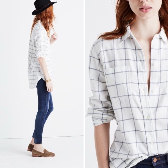 Madewell Tops - Madewell ex-boyfriend flannel shirt in windowpane